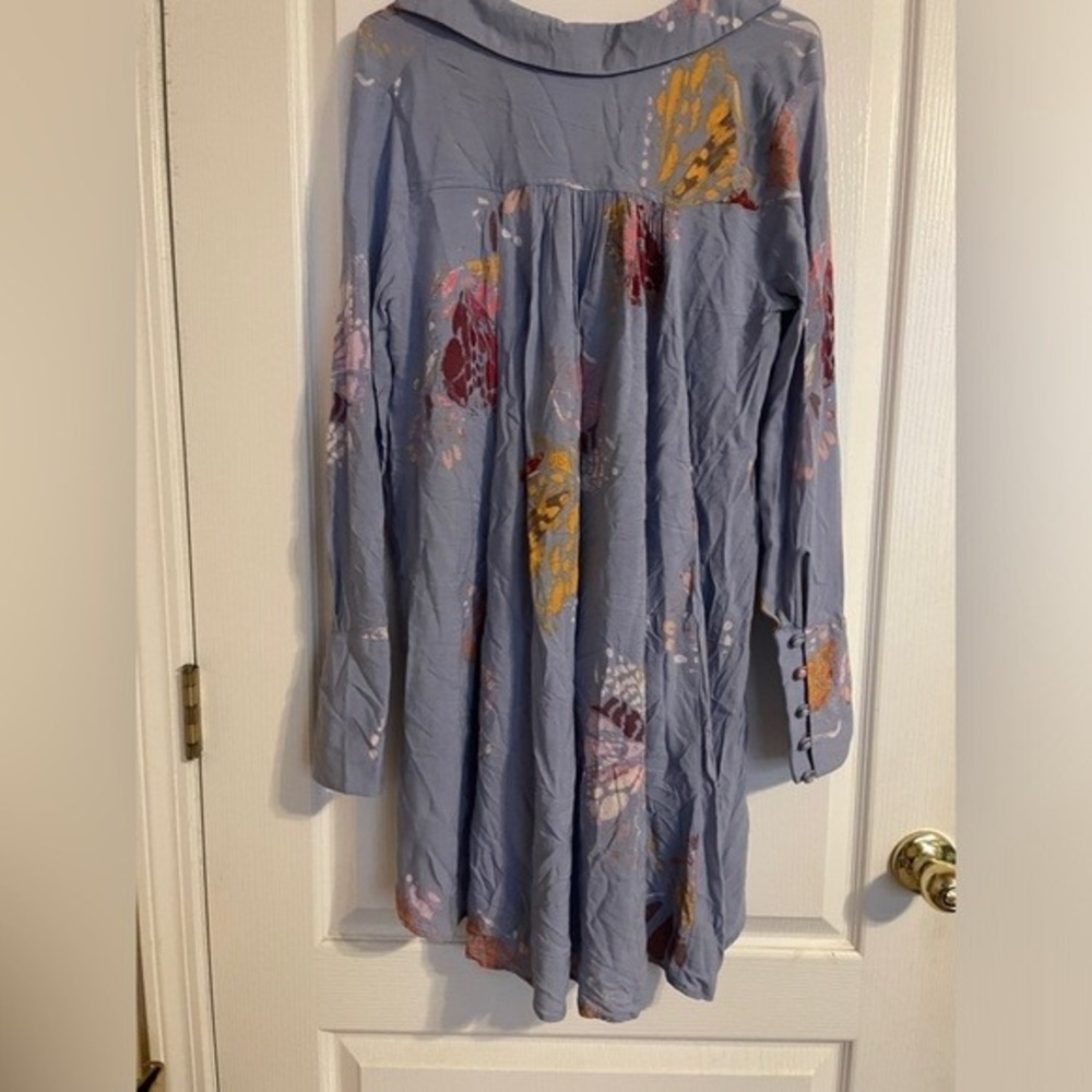 Free People Field of Butterflies Floral Oversized Tunic  Blouse XS Boho Peasant‎ - Picture 3 of 6